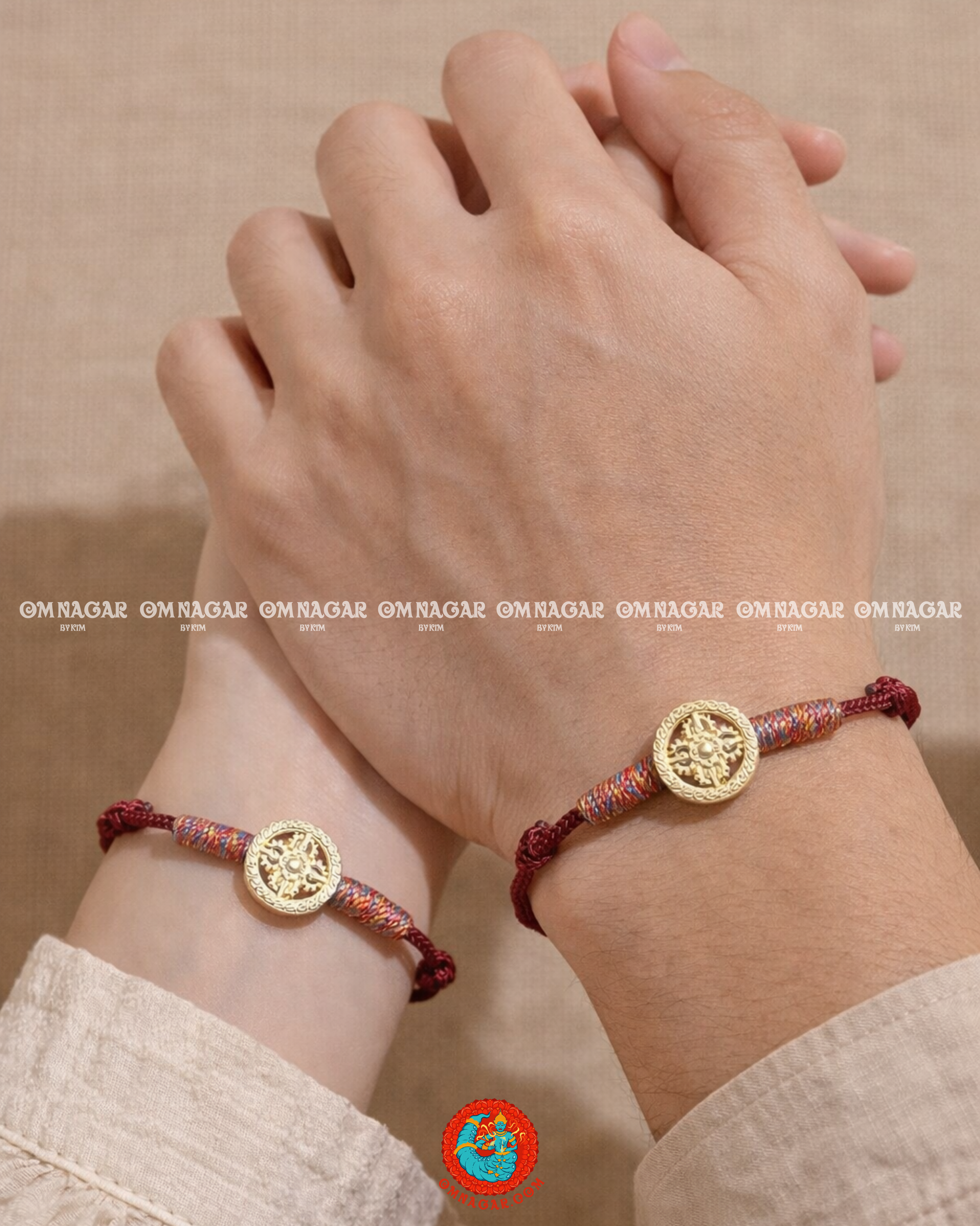 Red Dharma Wheel Bracelet – 14K Gold-Plated Silver (2026)