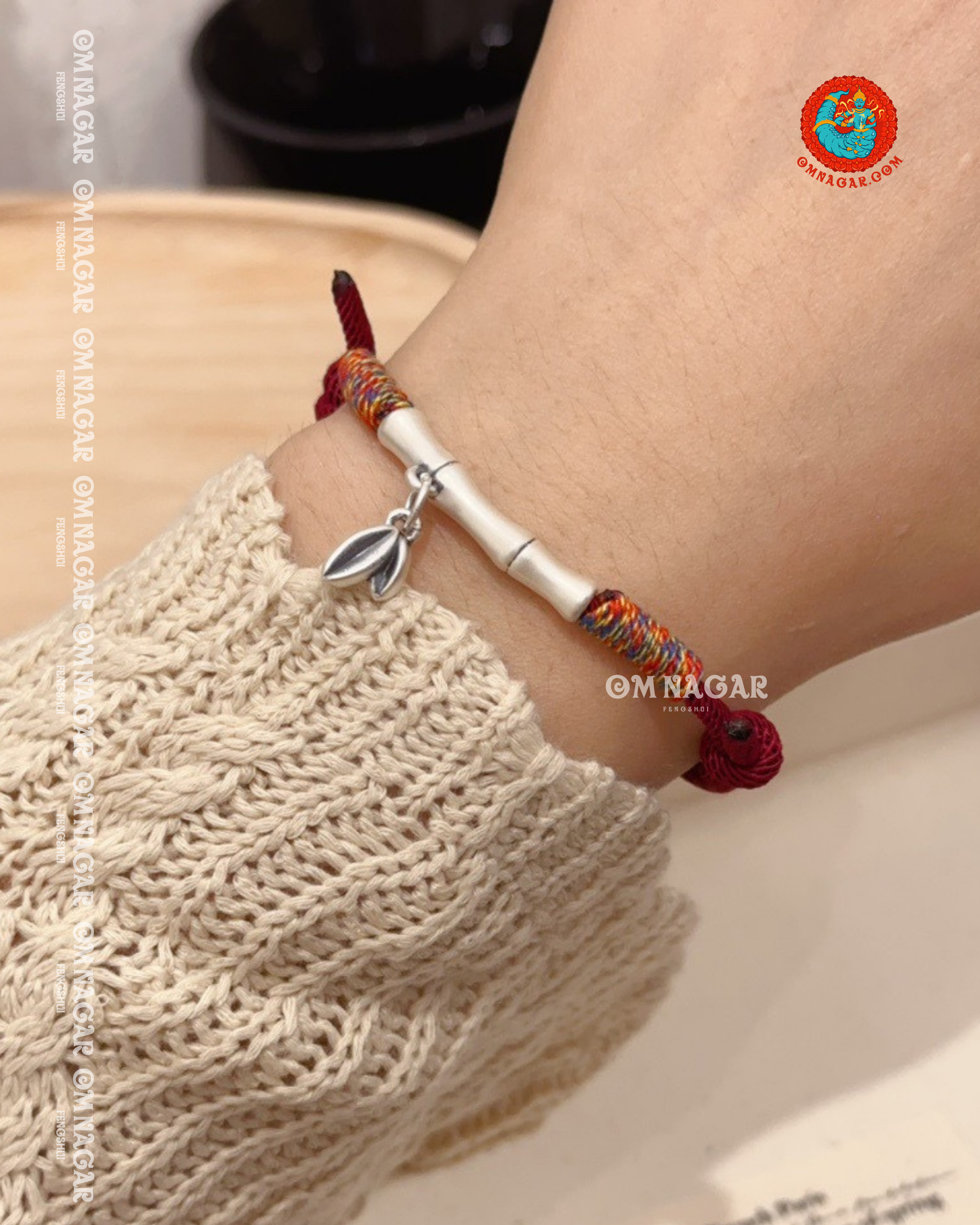 Five-Color Red String Bamboo Bracelet (999 Silver) – Prosperity & Peace
