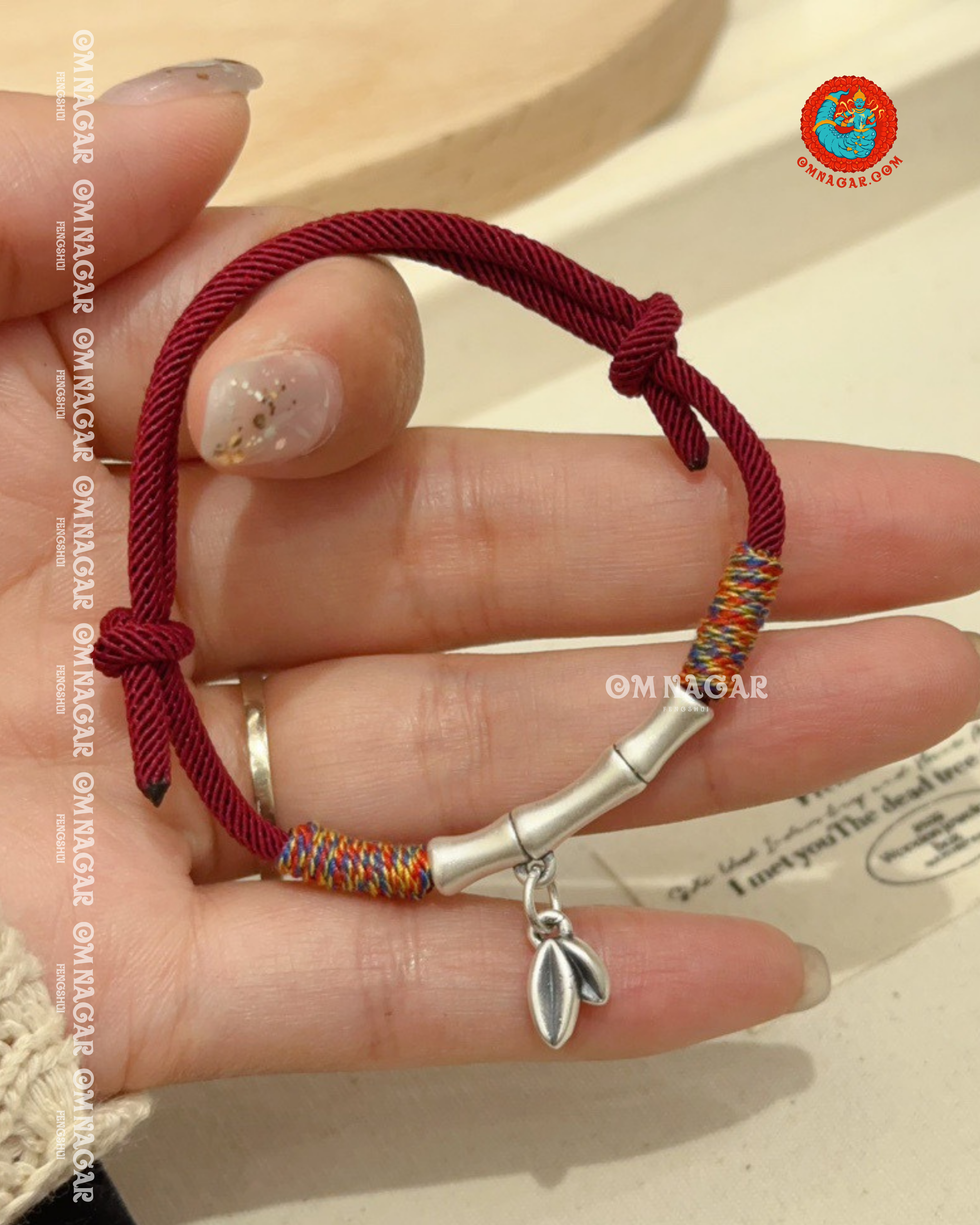 Five-Color Red String Bamboo Bracelet (999 Silver) – Prosperity & Peace