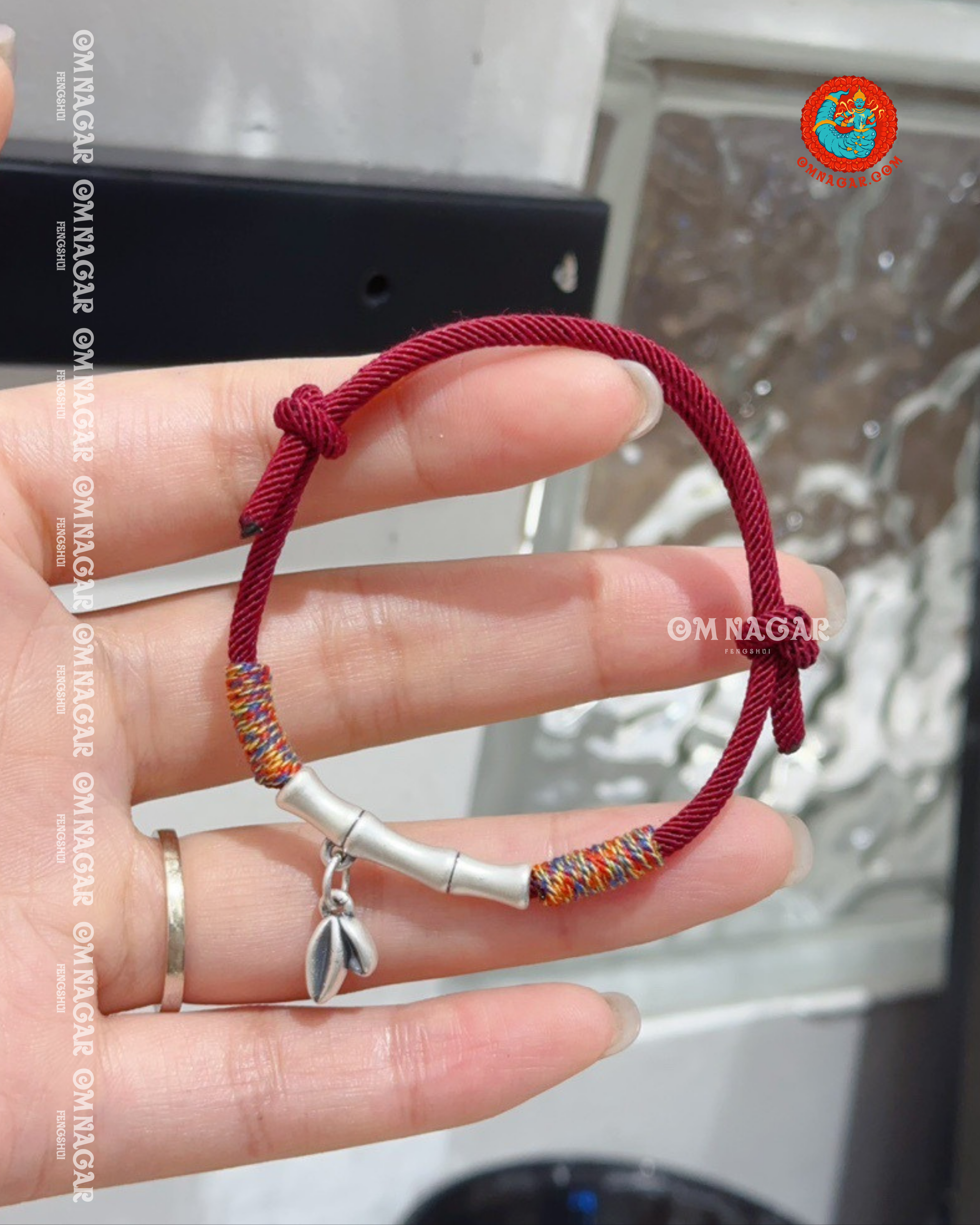 Five-Color Red String Bamboo Bracelet (999 Silver) – Prosperity & Peace