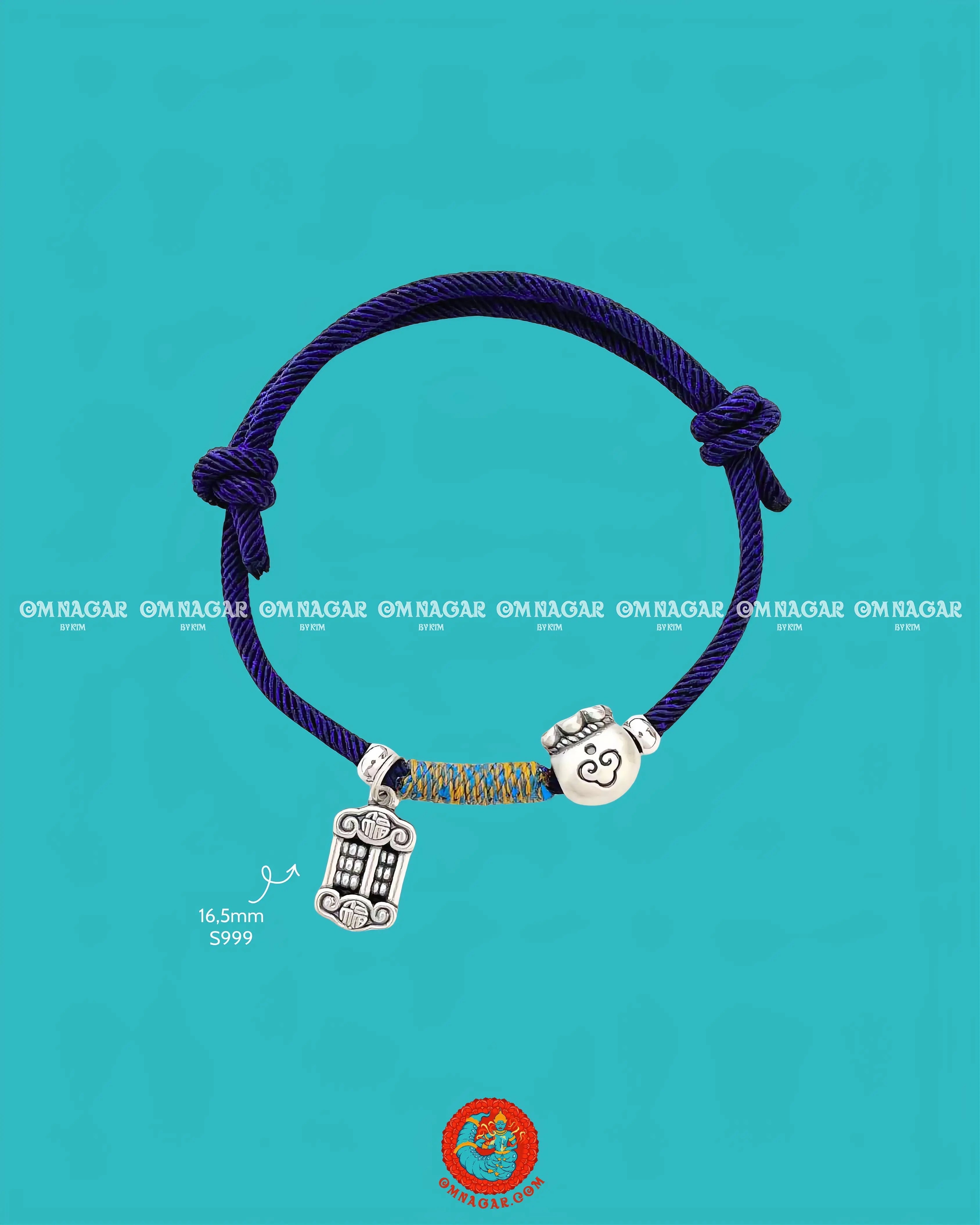 Five-Color Red String Abacus & Wealth Bag Bracelet (999 Silver)