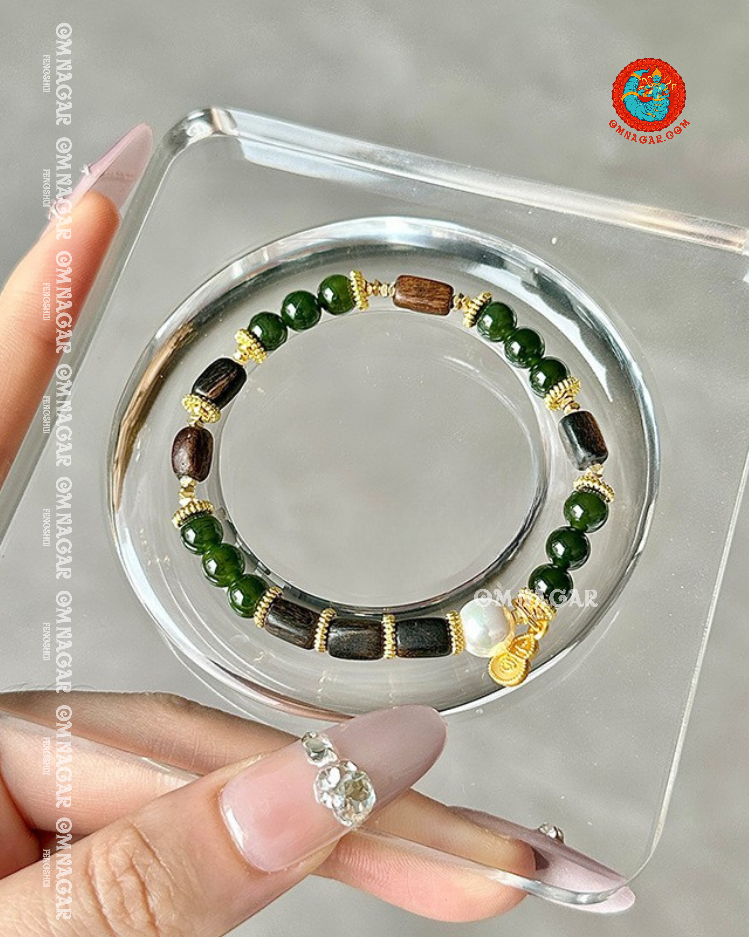 Agarwood & Jade Bracelet