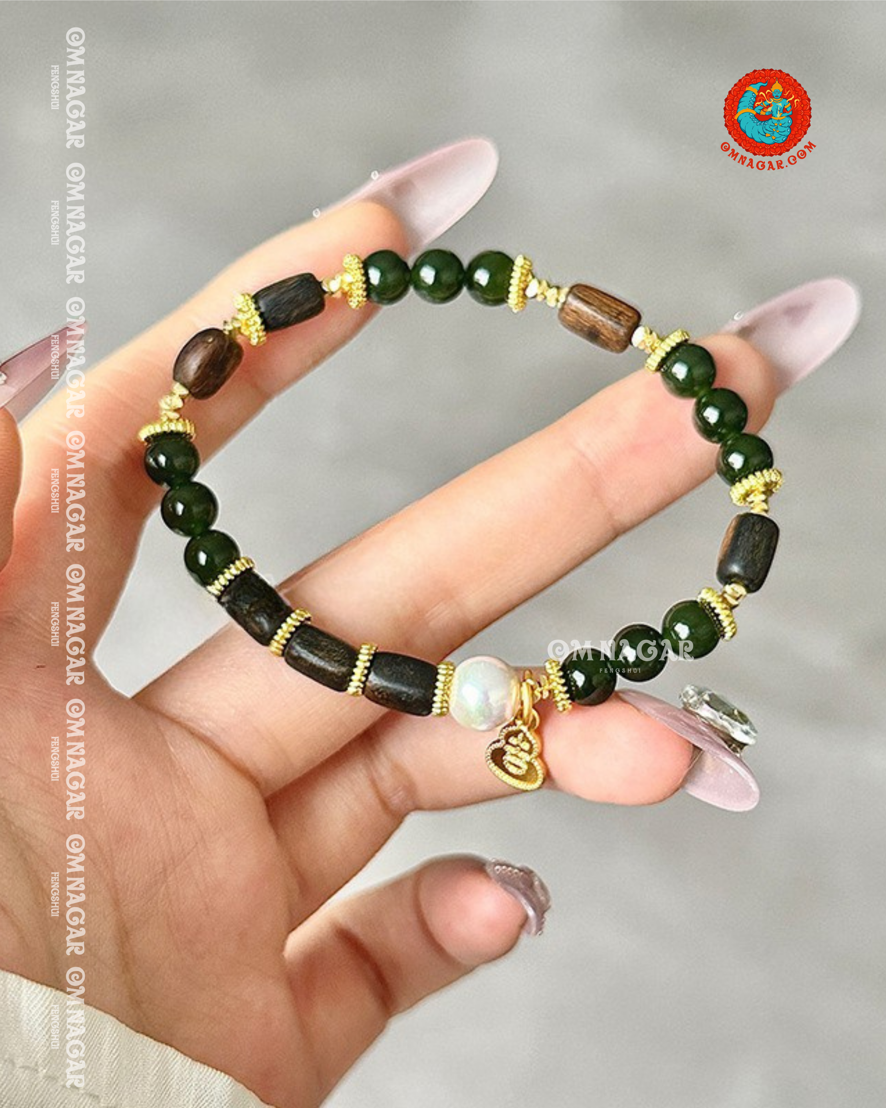 Agarwood & Jade Bracelet
