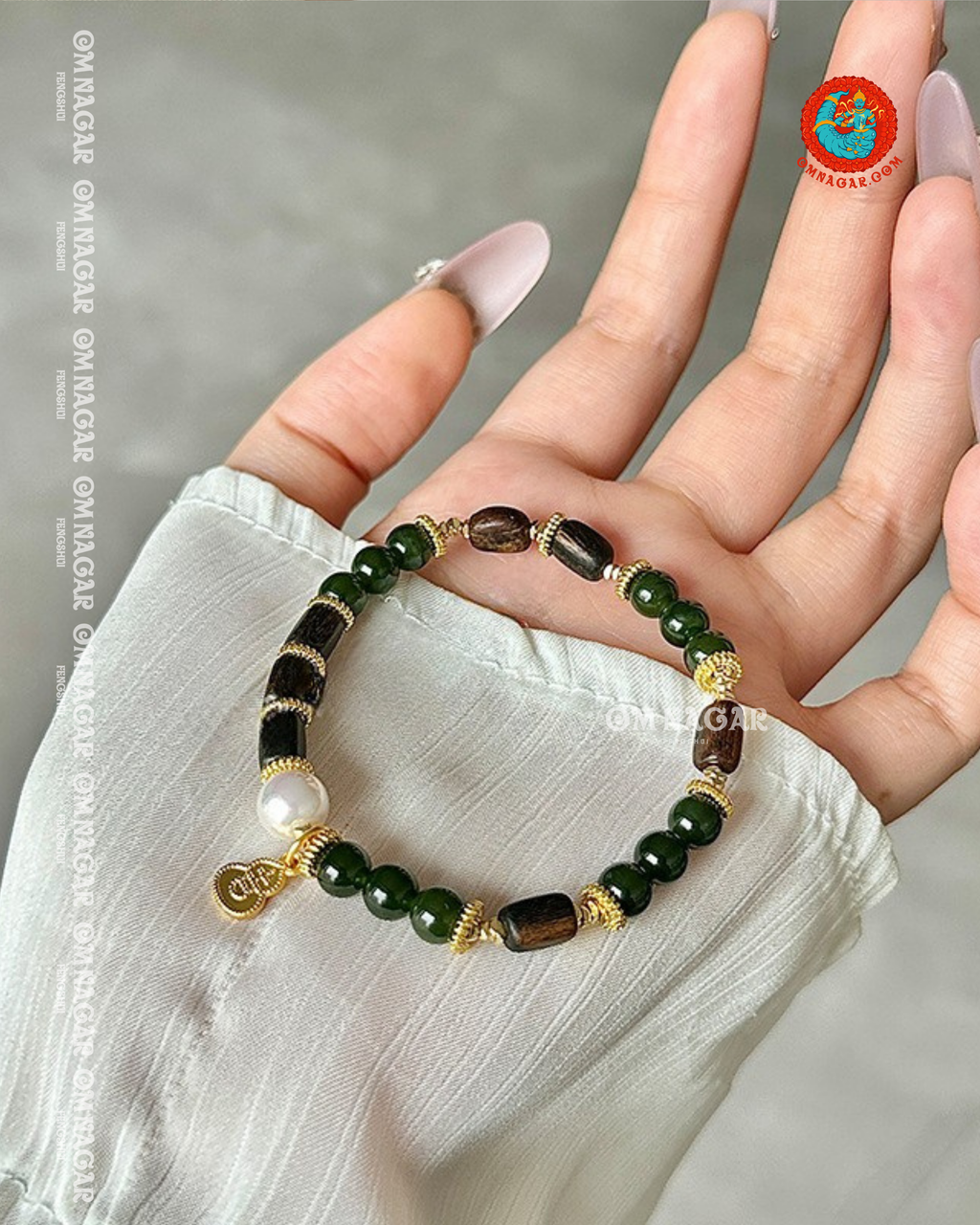Agarwood & Jade Bracelet