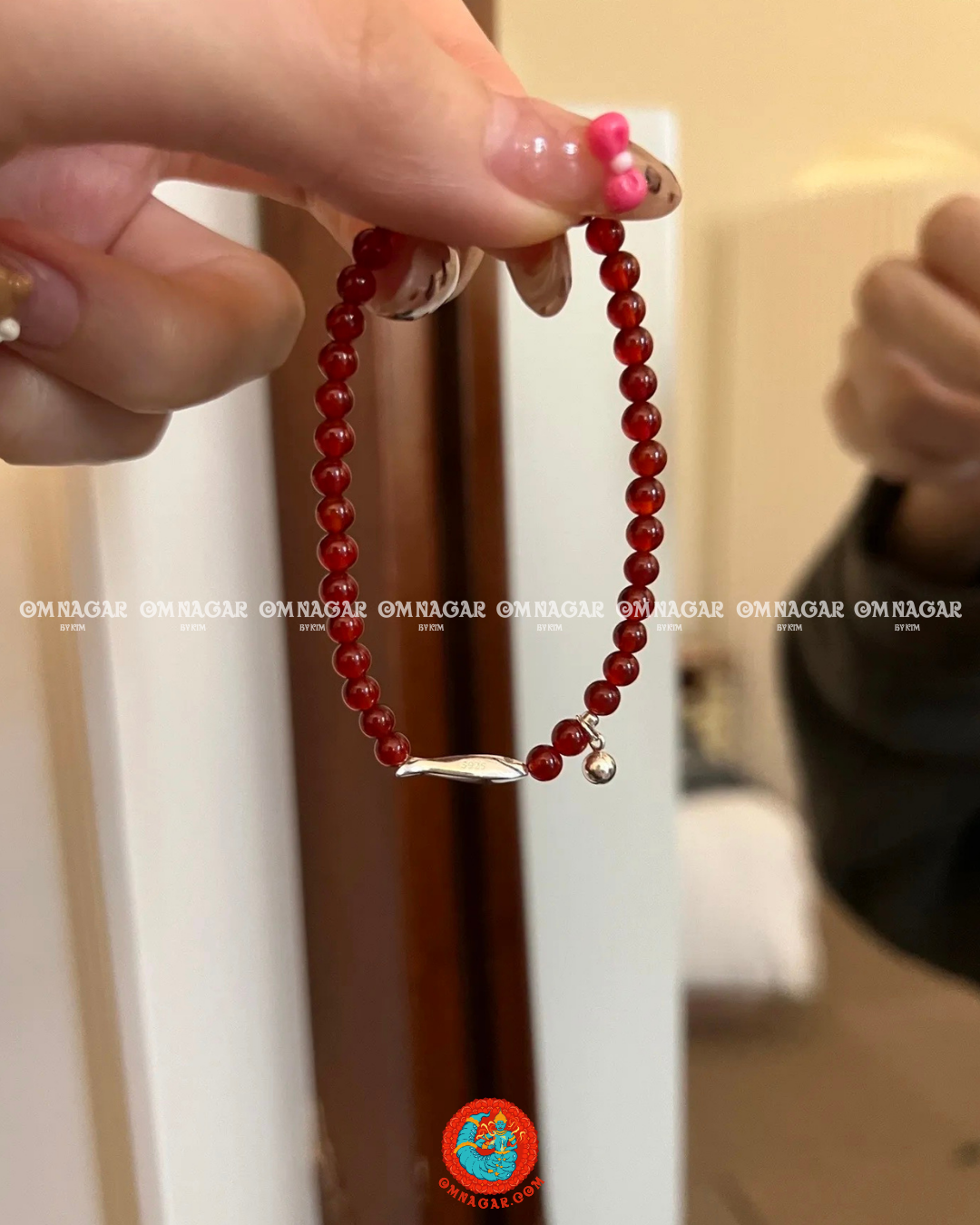 Red Agate & 925 Sterling Silver Fish Charm Bracelet – Abundance & Protection