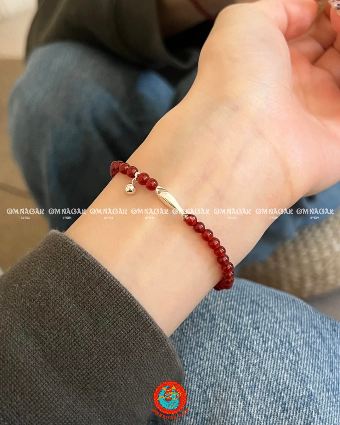 Red Agate & 925 Sterling Silver Fish Charm Bracelet – Abundance & Protection