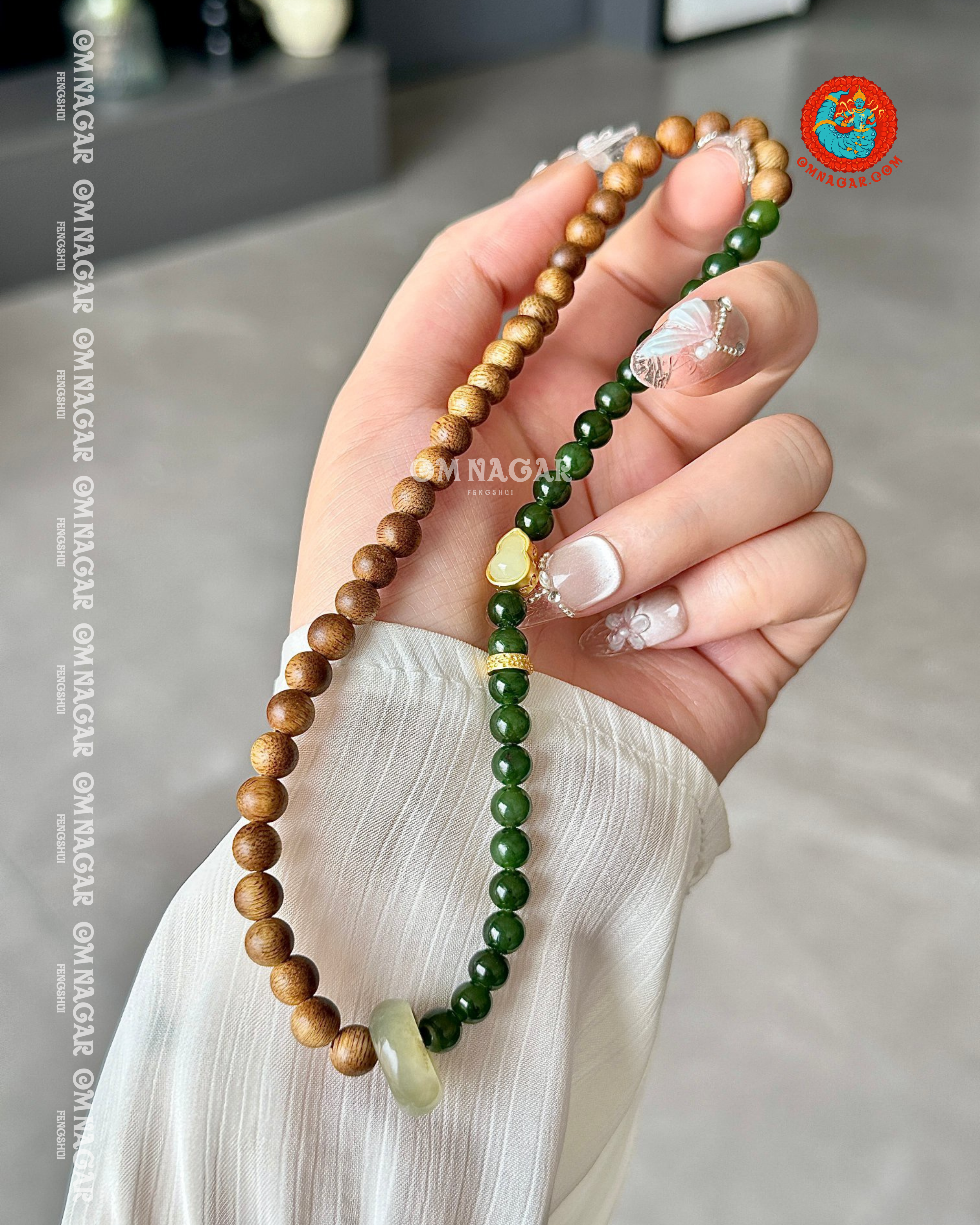 Agarwood & Jade Double Bracelet
