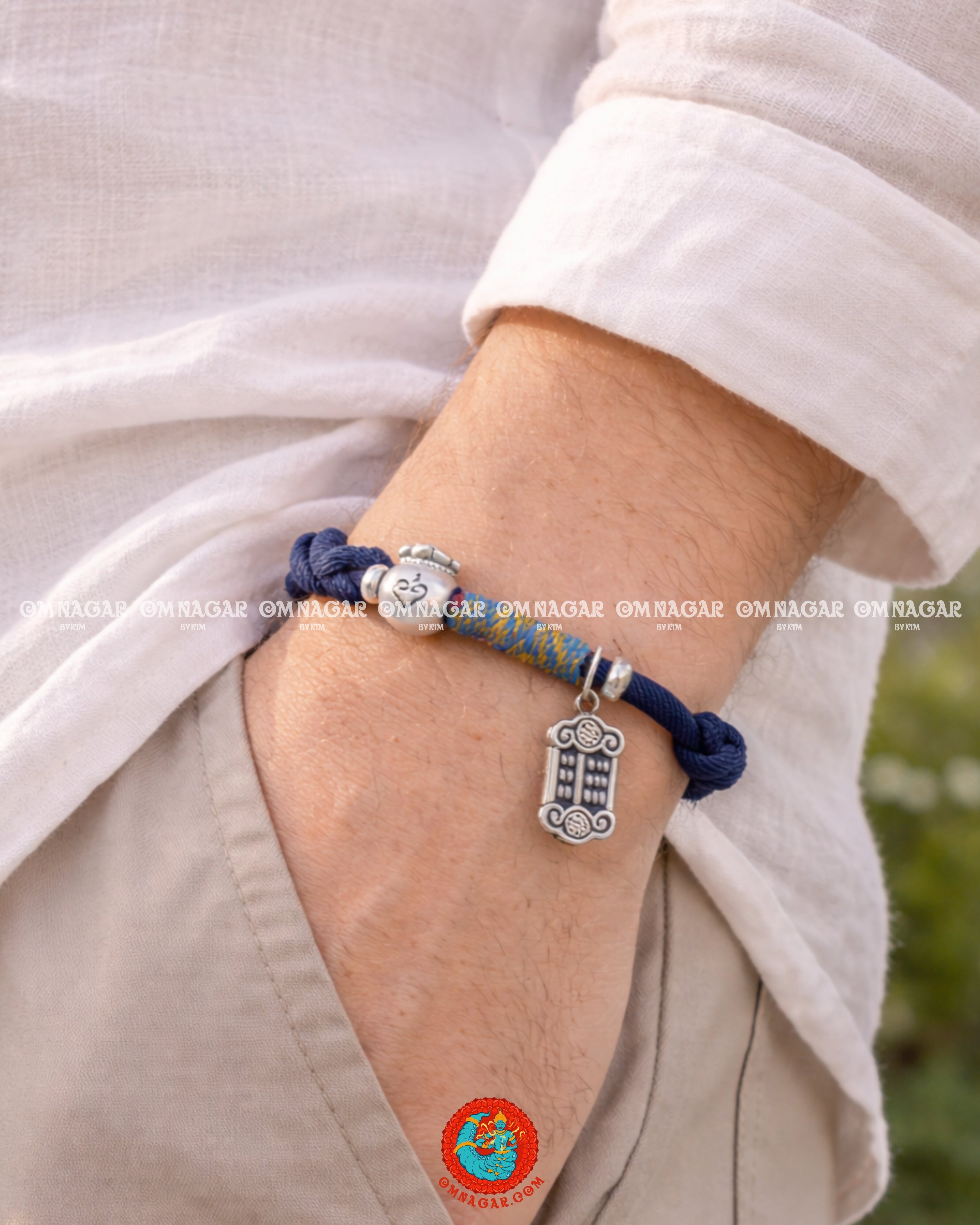 Five-Color Red String Abacus & Wealth Bag Bracelet (999 Silver)