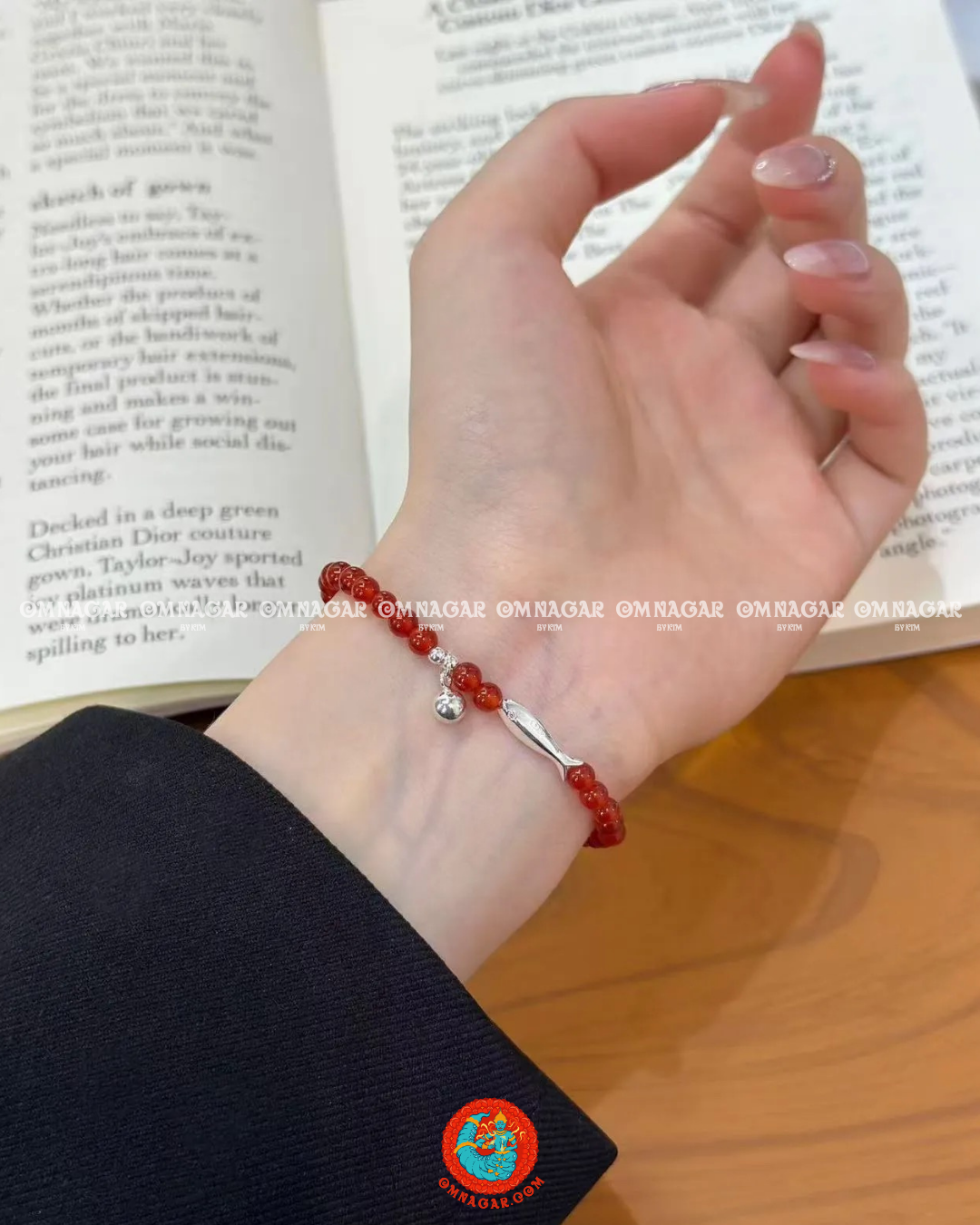 Red Agate & 925 Sterling Silver Fish Charm Bracelet – Abundance & Protection
