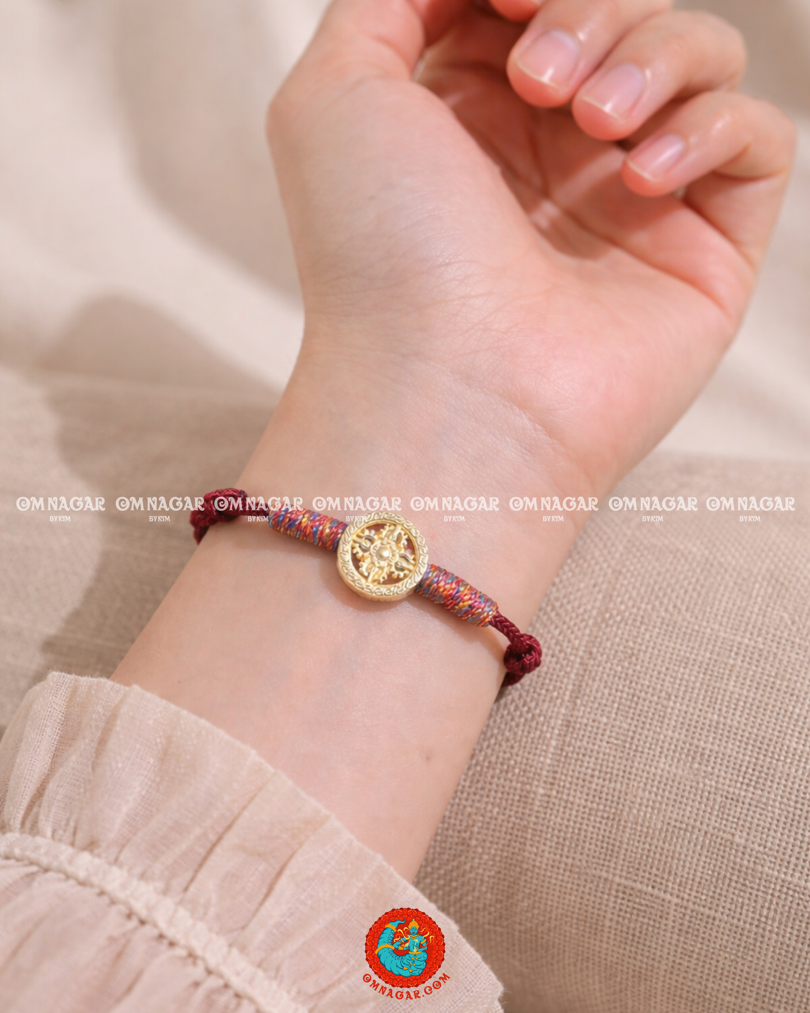 Red Dharma Wheel Bracelet – 14K Gold-Plated Silver (2026)
