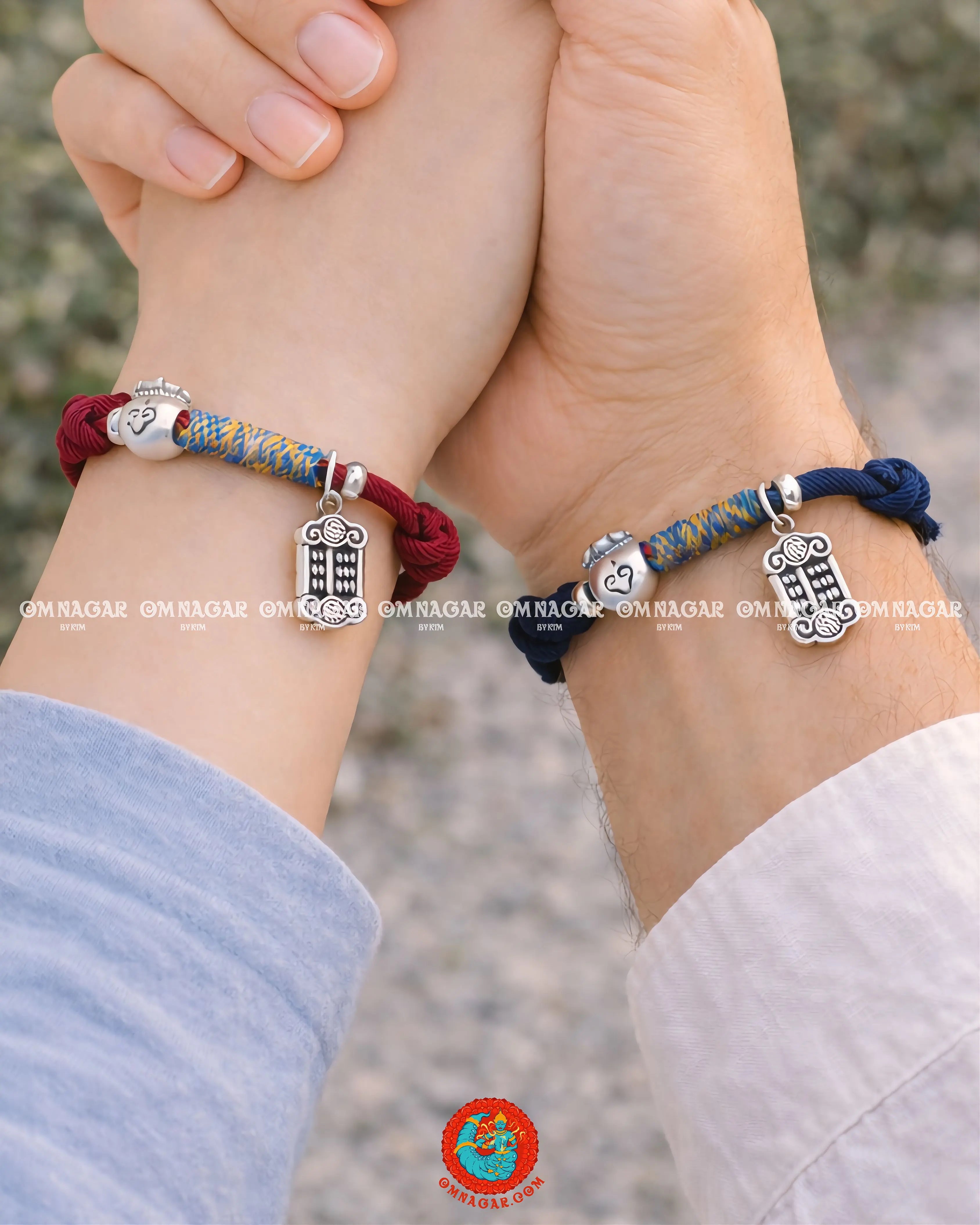 Five-Color Red String Abacus & Wealth Bag Bracelet (999 Silver)