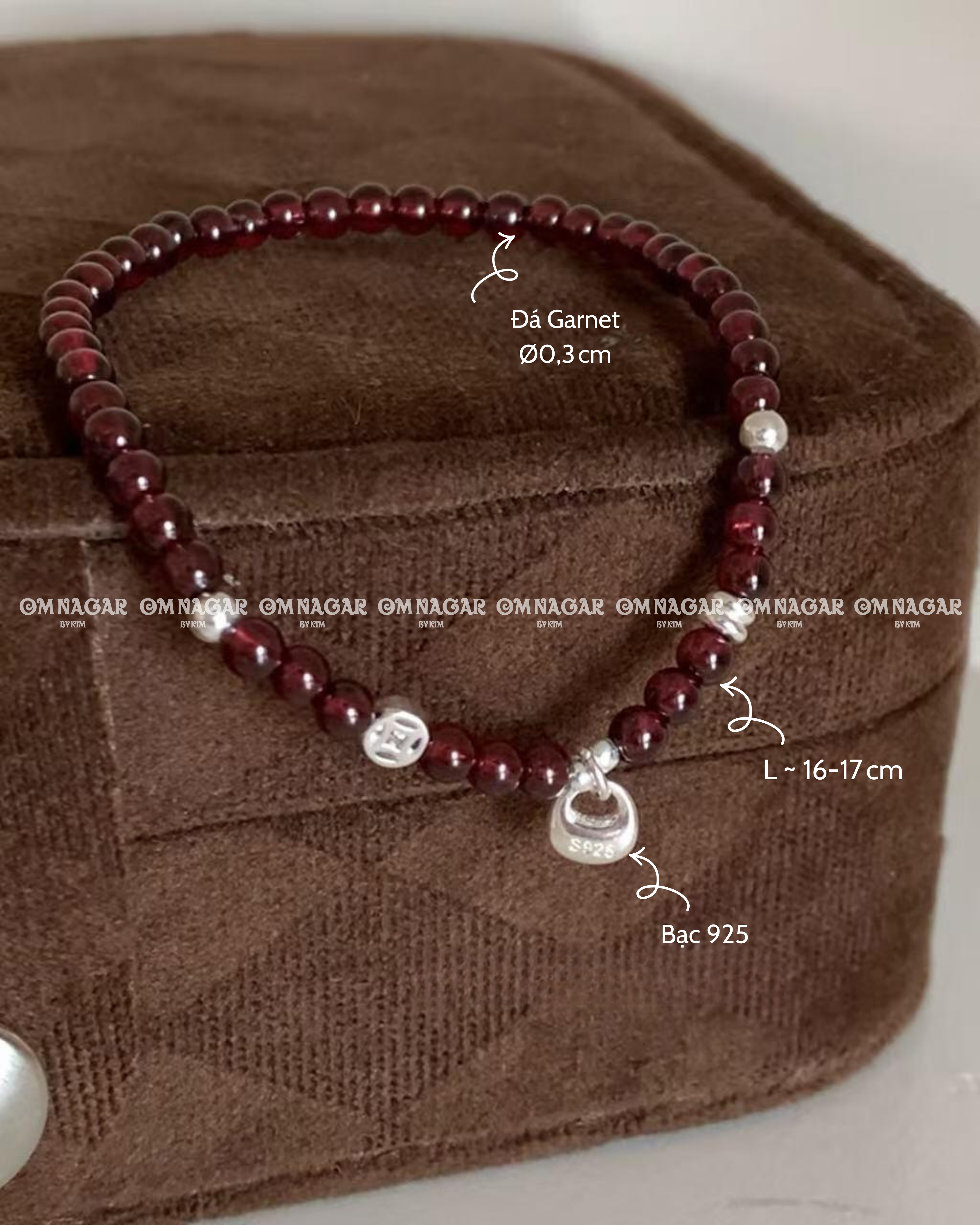Red Garnet & Gold Coin Charm Bracelet – 925 Silver – Vitality & Protection